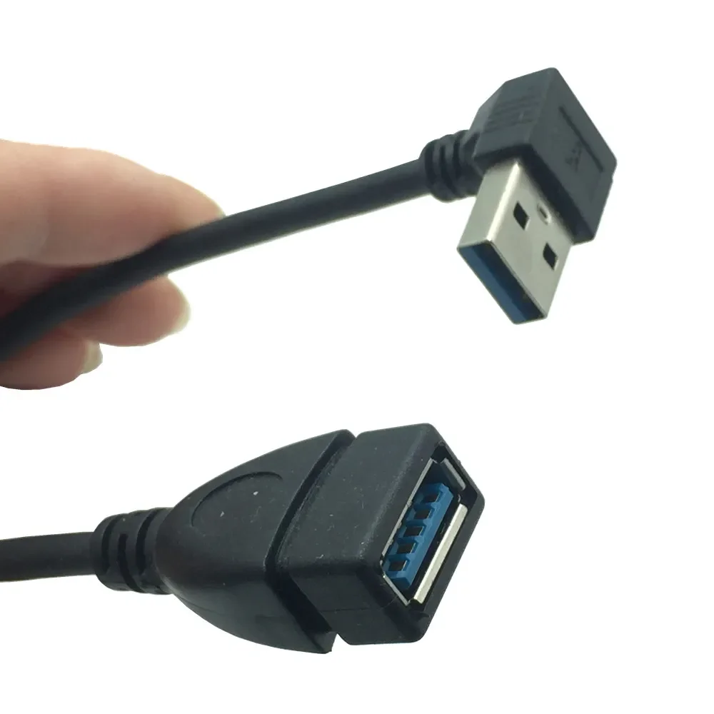 20 cm 90-stopniowy przedłużacz USB 2.0 A męski na USB żeński w górę, w dół i w lewo i w prawo. Czarny kabel