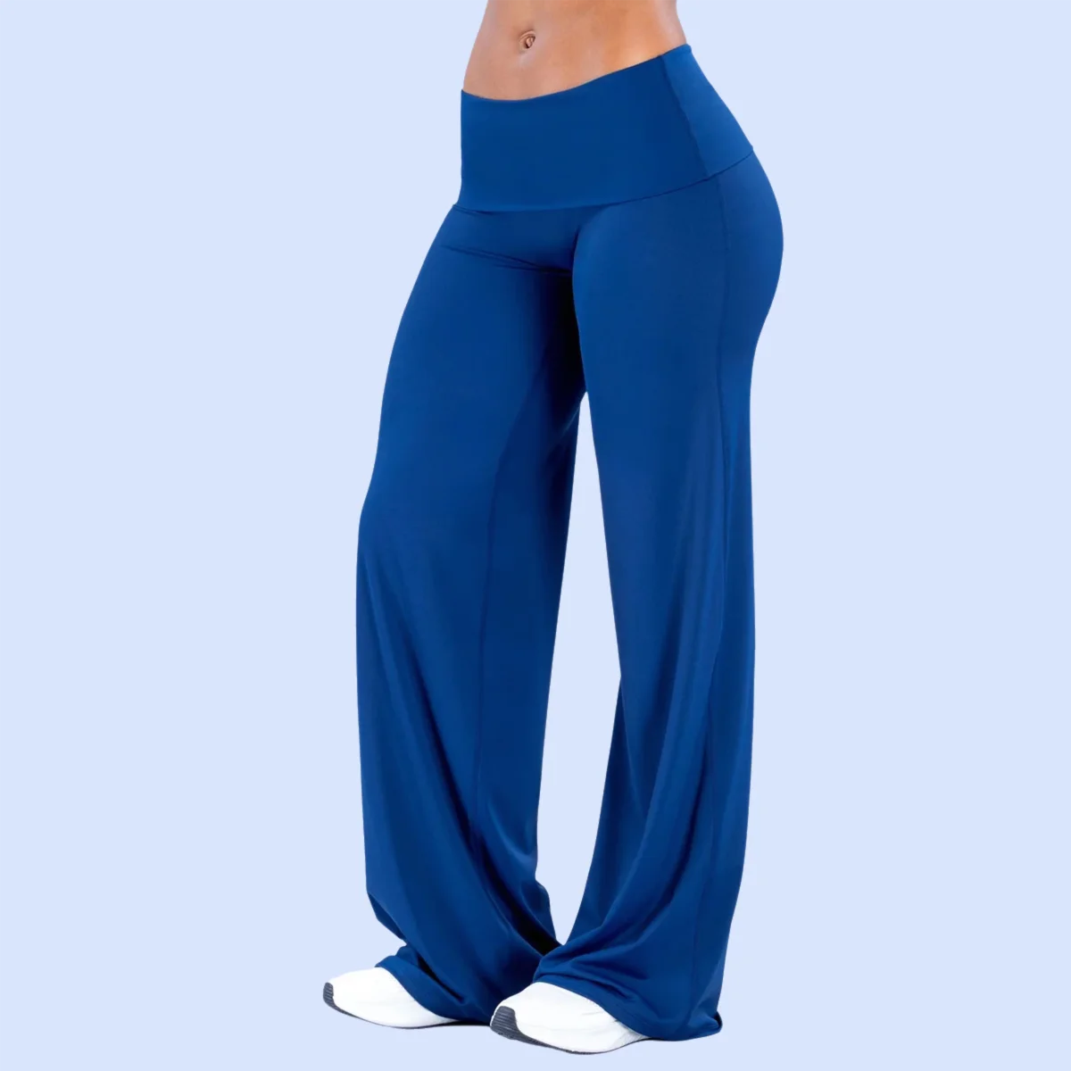 Image of Neue Herbst-Winter-Damen-Yogahose mit Umschlagbund, Weites Bein, Locker Geschnittene Lange Hose, Lässige Outdoor-Workout-Fitnesshose