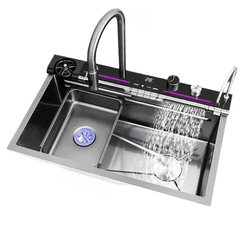 

Stainless steel 5MM household large single slot kitchen Feiyu waterfall digital display multi-functional large honeycomb