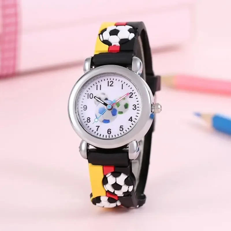 2024 New Fashion Color Cartoon Football Students Children Watch Quartz Watch Electronic Watch