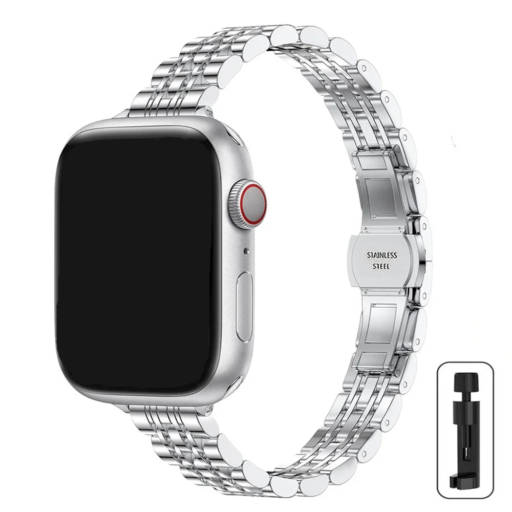 Roestvrij stalen band voor Apple Watch Ultra 2 Band 49 mm 42 mm 46 mm Metalen armband iWatch-serie 10 9 8 7 6 SE 5 4 3 Dames 45 41 mm