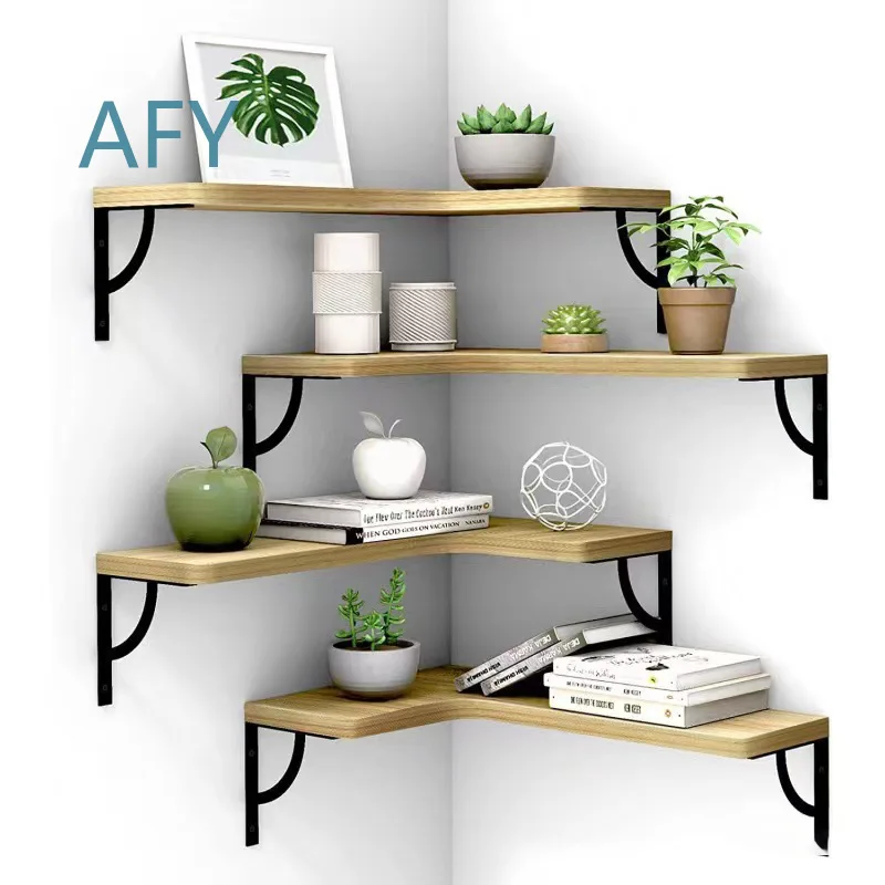 Iron Wall Mounted Multi Tier Shelf for Rustic Decor Wall Corner Plant Stand Book Display Rack for Industrial Style Living