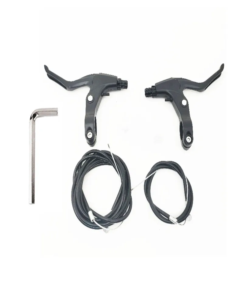 1 Paar MTB-Fahrradbremshebel für V-Bremsen/Scheibenbremsen, Aluminiumlegierung, Schwarz, mit Bremszug – Detail 1
