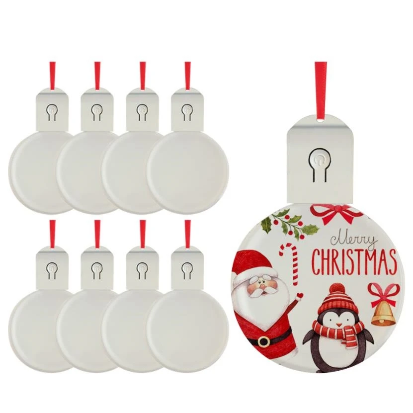 Wholesale Sublimation Blank Christmas Ornament Bulb 7 colors changing Printing Acrylic Xmas LED Light ni19