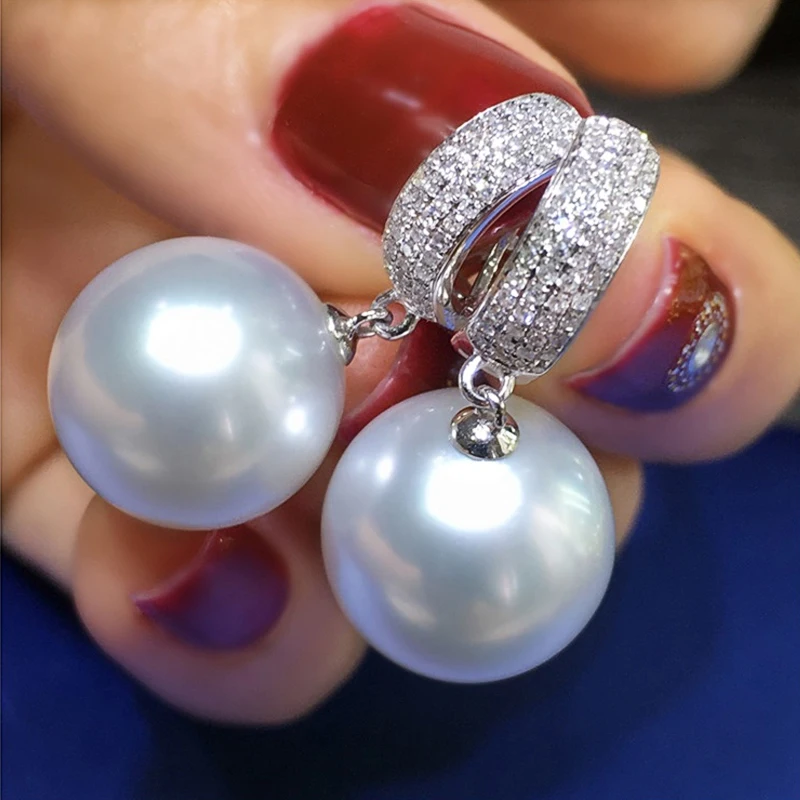 

Aaaa++++ 13-14mm 7-8mm 8-9mm 10-11mm perfect Nice Round Real White Akoya Pearl Earrings At Daily