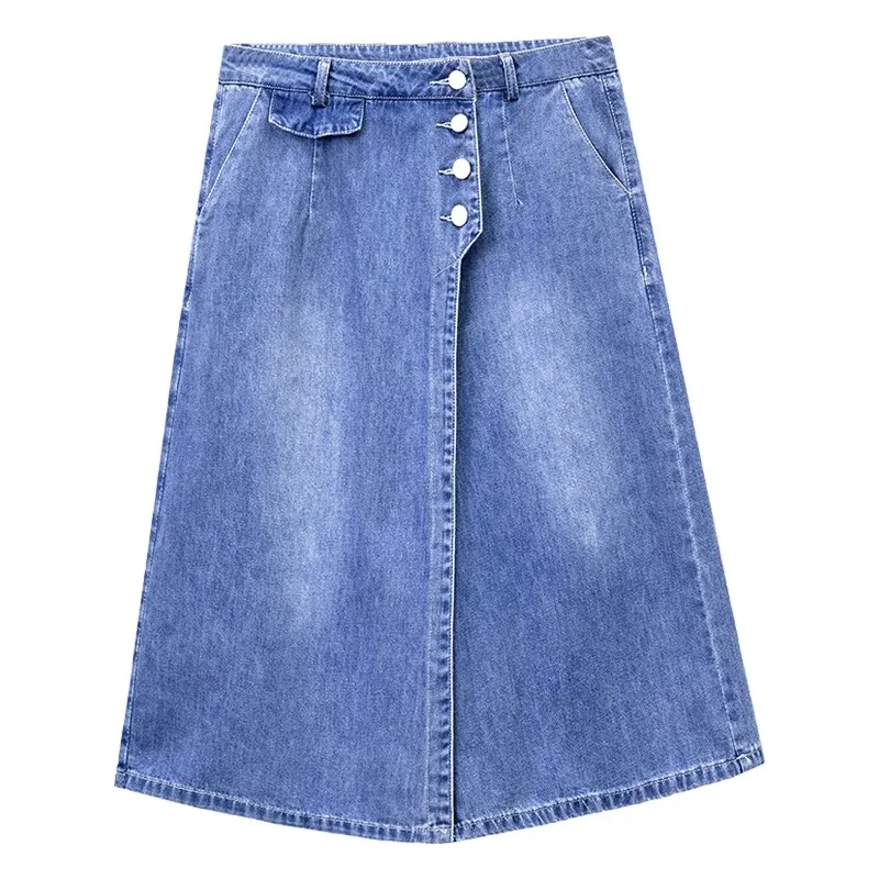 High Waist Loose Fit Seven-Foot Jeans Women's Summer New Sle Slimming Thin Wide Leg Midi Skirt Pants Cool Sensation