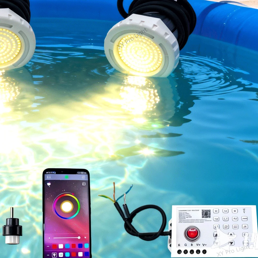 

DC12V 15W RGB LED Pool Light Bluetooth APP Control Outdoor/Indoor Underwater Light Fountain Landscape Lamp Piscina Luz Spotlight