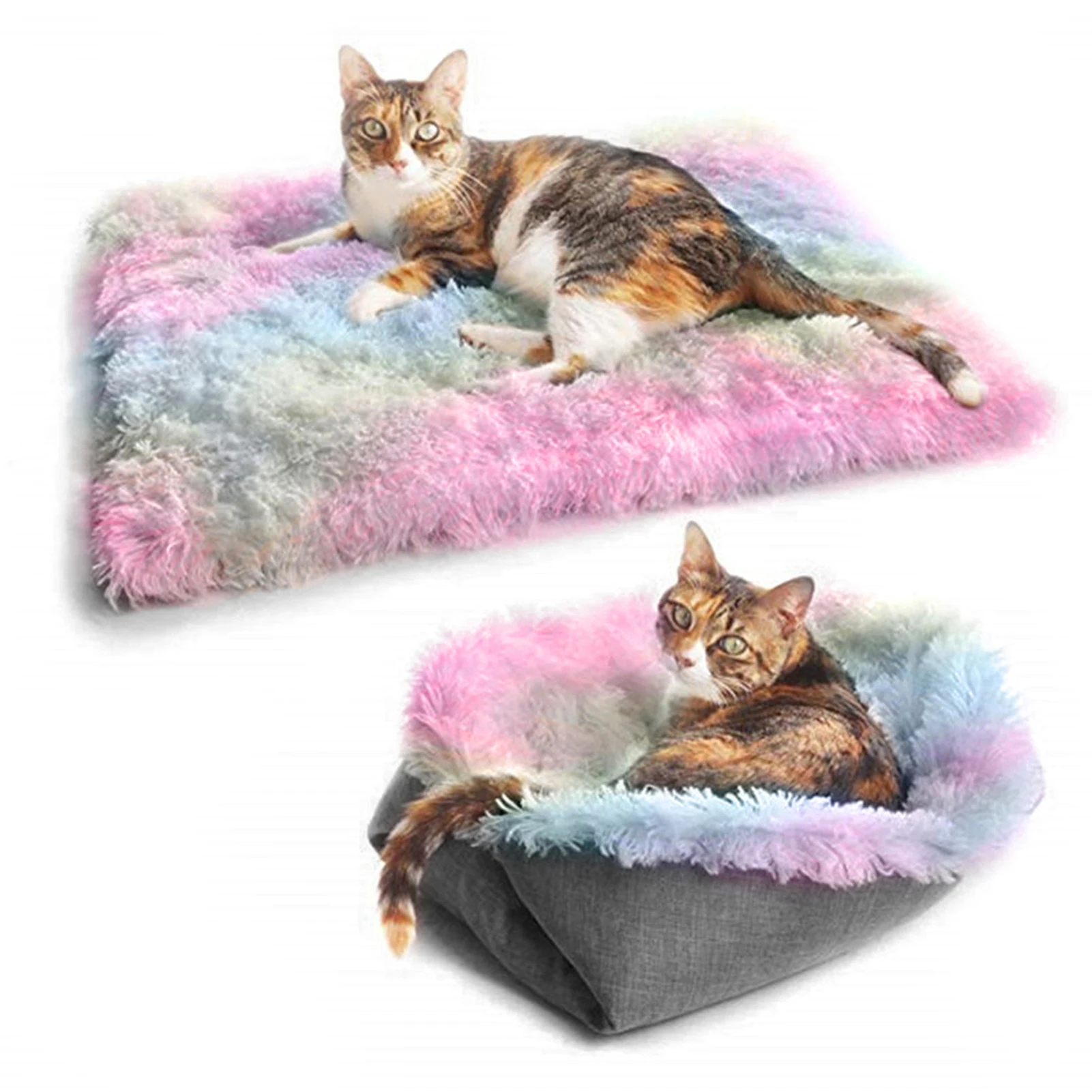 Katzenbetten für den Winter, sicheres wärmendes Katzenpolster, waschbar, bequeme Schlafoberfläche, weich, ultralang, Plüsch, Kunstfell, Heimtierbedarf