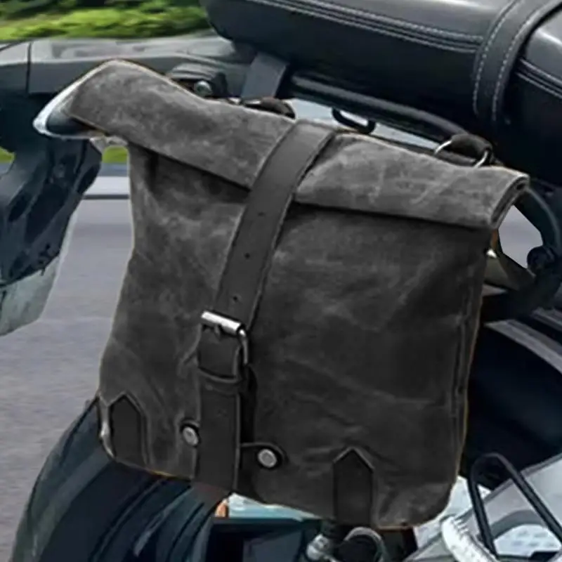 Motorcycle Rear Side Bag Motorcycles Saddle Bags Vintage Waxed Canvas Motorcycle Tool Bag Waterproof Motorcycle Fork Bag