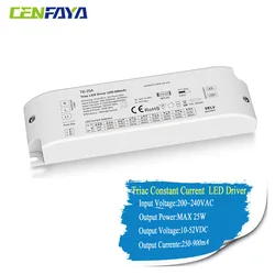 CENFAYA 25W Triac Driver LED a corrente costante con funzione di regolazione push Alimentazione LED dimmerabile PWM Dimmer digitale 1CH AC 220V 230V