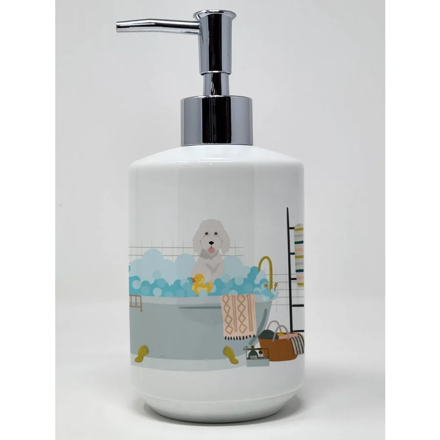 

Standard White Poodle Ceramic Soap Dispenser Hand Soap Dispenser Pump Bottles for Bathroom Kitchen Empty Refillable Liquid Soap