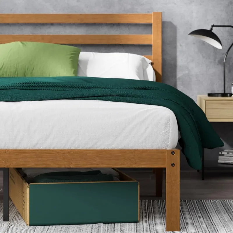 

Бамбуковый каркас кровати-платформы с изголовьем, деревянная опора для ламелей, без шума, легко собирается