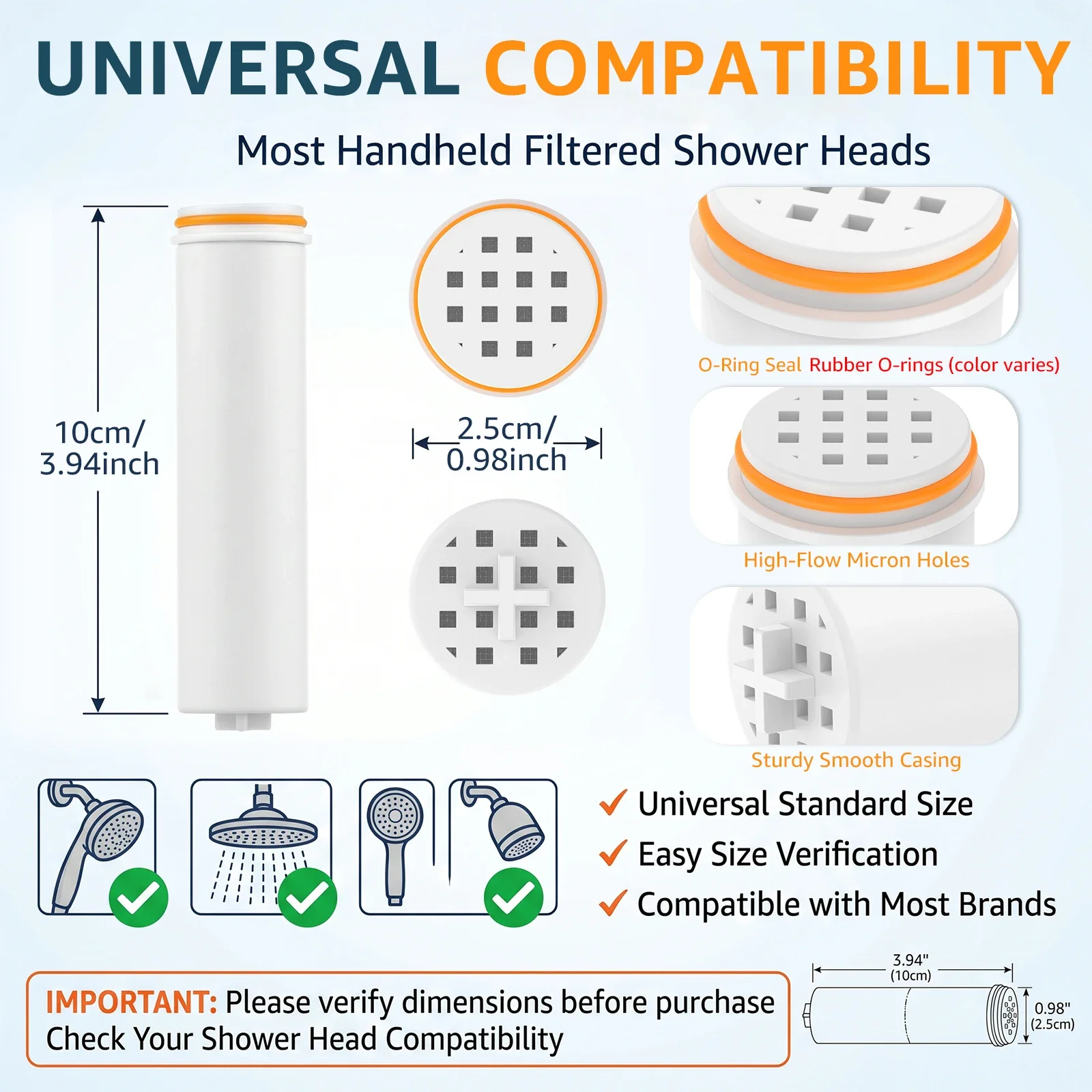 2Pcs Shower Head Replacement Filter Removing Chlorine Activated carbon Filter Improving Hard Water Quality Removing Remaining