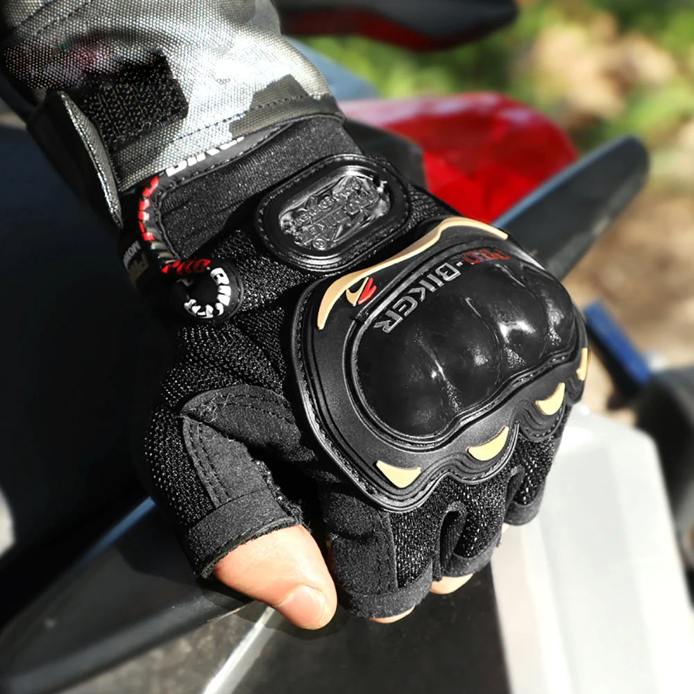 Summer Men's Motorcycle Gloves Breathable Motorbike Short Finger Gloves Touch Screen Motocross Gloves Anti-slip Protective Gear
