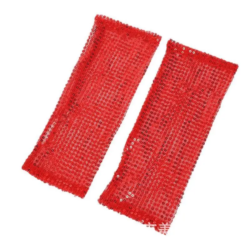1 Paar modische, glänzende Handschuhe im Gothic-Stil mit Pailletten, Punk-Design, schwarz, gold, rot, für Tanzveranstaltungen, für Damen und Herren. – Detail 3