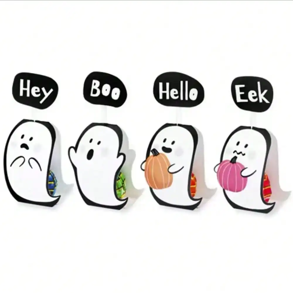 12 stücke halloween bonbon paket karten papier, niedlicher geist halloween party diy lutscher halter dekorativ
