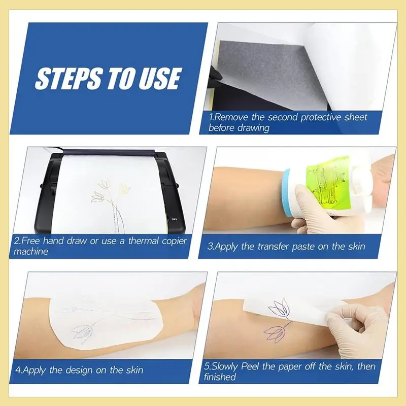 TTKK-Tattoo-Schablonenpapier, 40 Blatt, Transferpapier, Thermo-Schablonenpapier, A4-Format, Schablonenpapier für Tattoo-Drucker