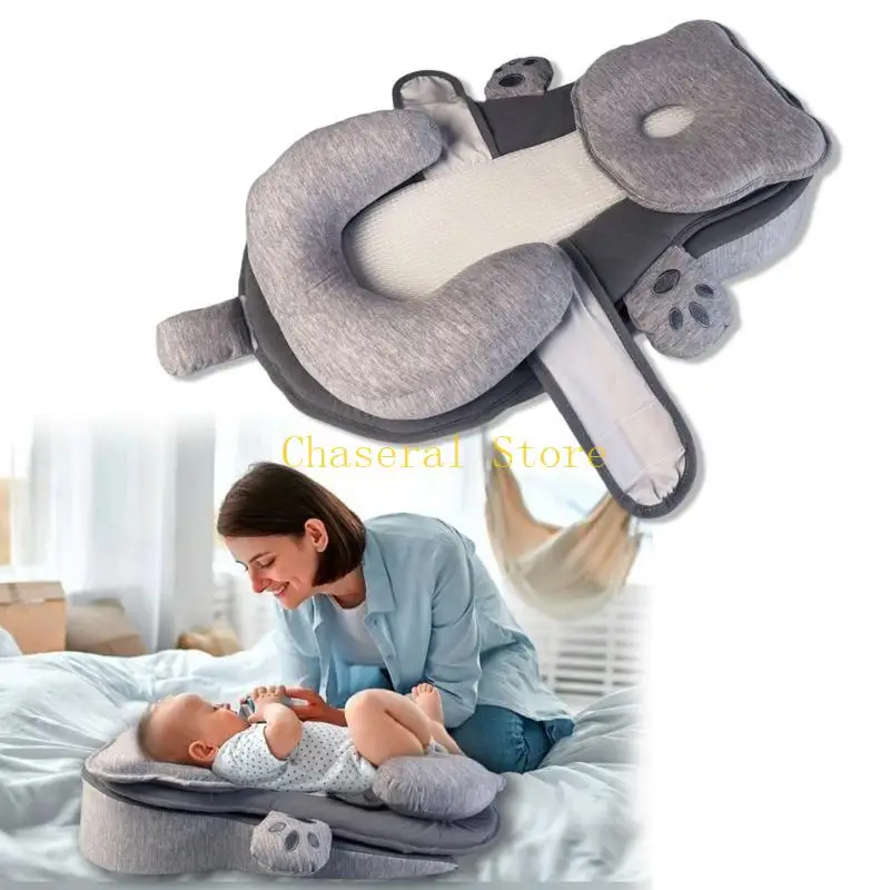 E7CE Infant Baby Wedged Cushion Breathable Fabric Removable Machine Washable Breastfeeding Pillow with Headrest
