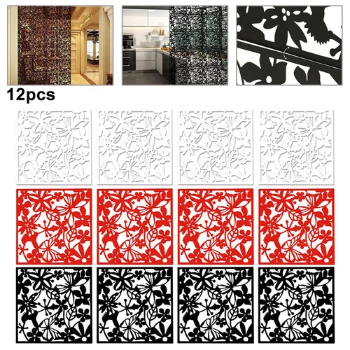 홀로우 플라워 스크린 파티션 룸 커튼, DIY 아트 장식 창 장식품, 12 개 