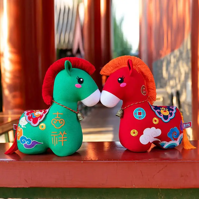 LLavero de caballo de peluche de 12/15/22cm, mascota del zodiaco chino, regalo de Año Lunar y amuleto de la fortuna diario para el hogar/coche/mochila