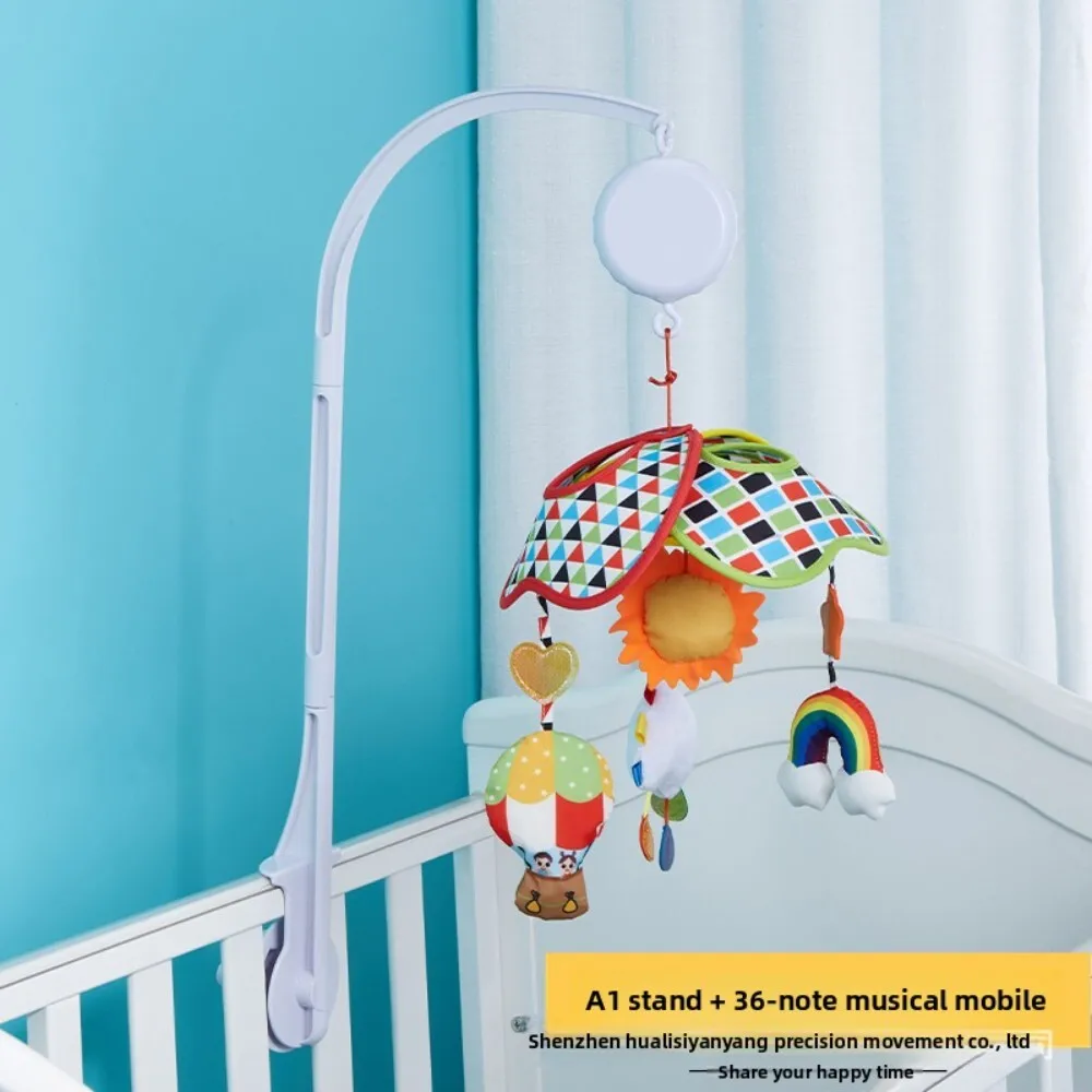 Campanello a vento con sonaglio per ninne nanne per bambini con rima per la cameretta 3 sezioni 66 cm Campana per culla Supporto universale per giocattoli per la decorazione della scuola materna