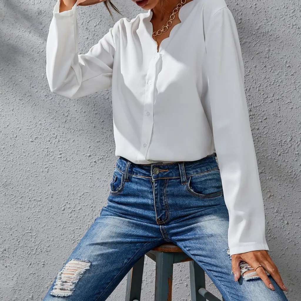 

Women's Lace Collar Ruffled Long Sleeve Jacket Spring Autumn European American Style Fashion Burned Scallop Detail