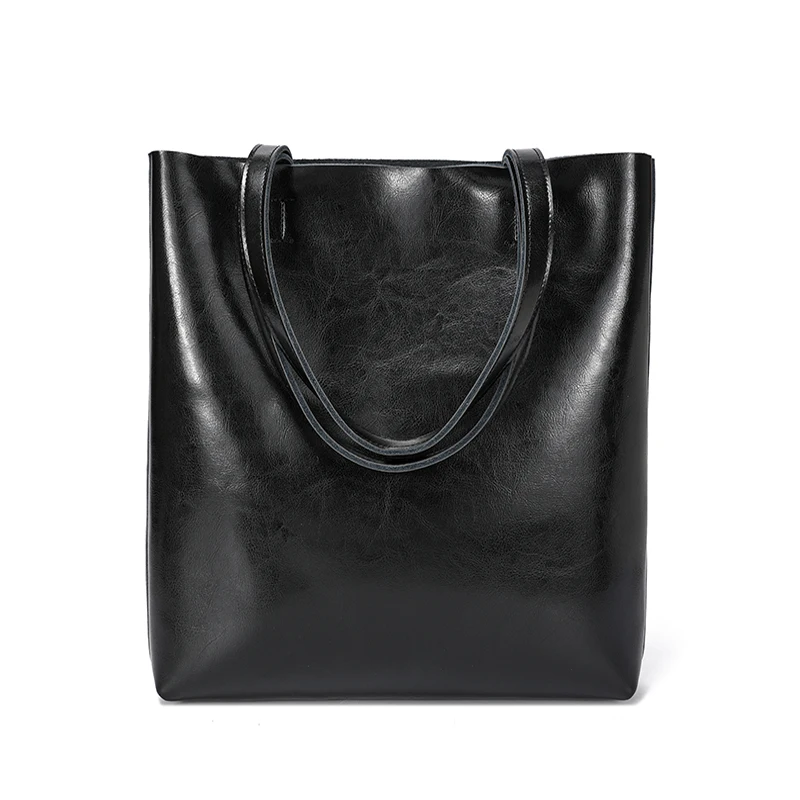 

Ladies Cow Genuine Leather Shoulder Bags Women Cowhide Retro Fashion Handbags Female Large Vintage Office Tote Bags For Ladies