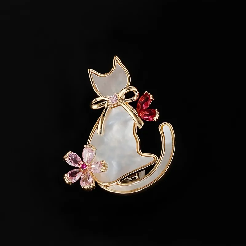 

Cute Flower Cat Brooches 2-Color Pet Animal Brooch Pins Unisex Daily Party Gift Fashion Accessories