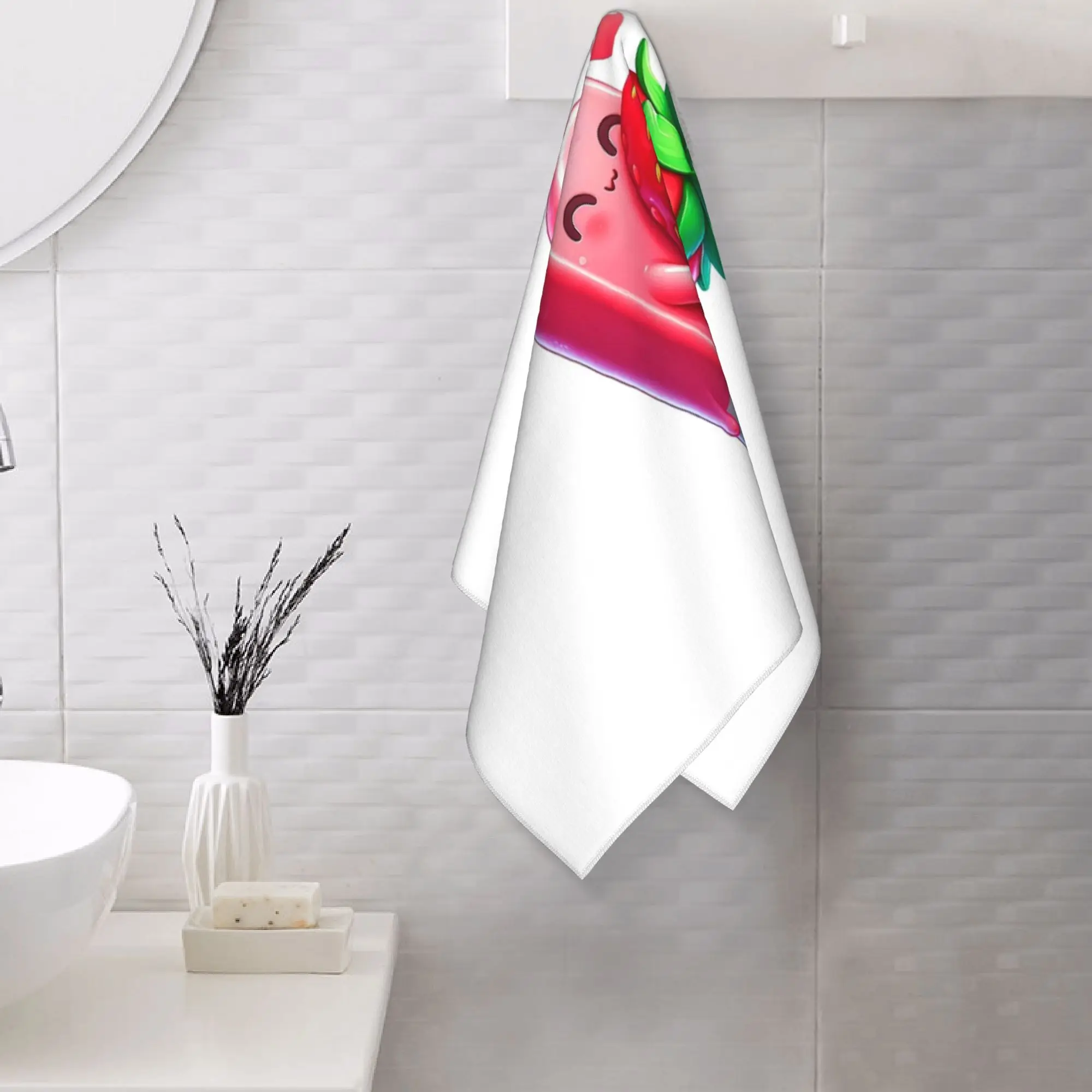 Custom strawberry ice cream dessert Soft Face Towel Quick Dry Pool Bath Cotton Towels Absorbent Quick