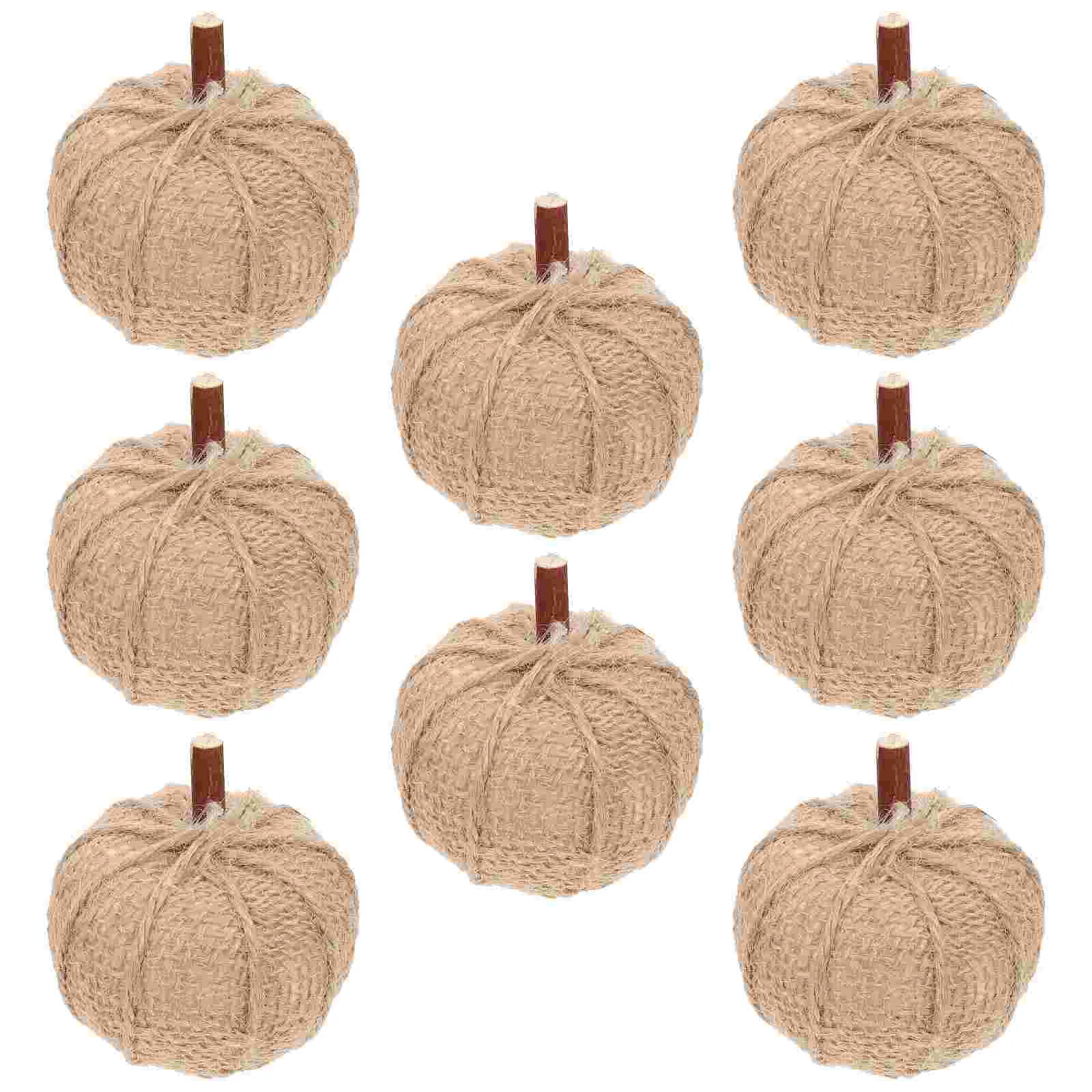 

8 Pcs Desktop Grid Pumpkin Decor Foam Decoration Material Mini Pumpkins Simulation Simulated