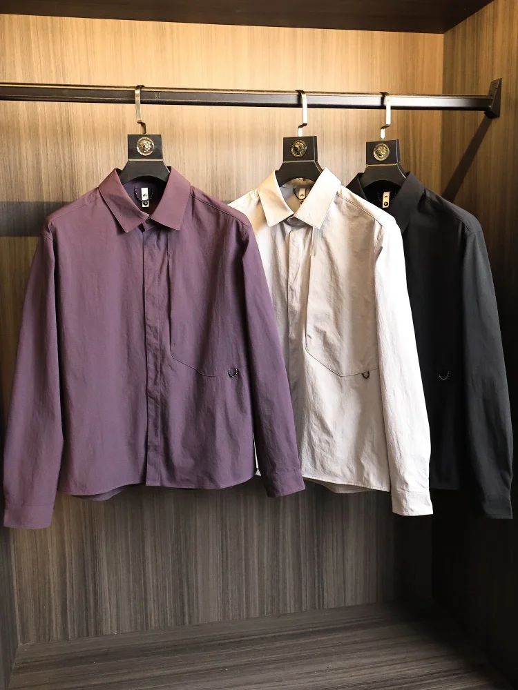 Outdoor Men's Lightweight Waterproof Breathable Long Sleeve Shirt Jacket Autumn Fashion Urban Style Loose Fit Button up