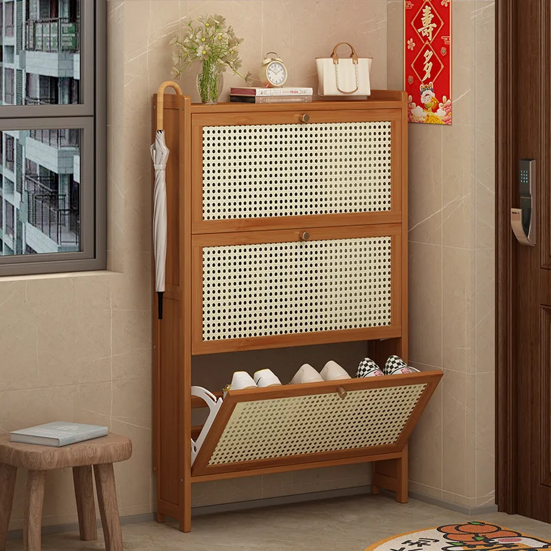 Ultra-Thin Flip Shoe Rack, Wall Mounted Narrow Shoe Cabinet for Entryway Corridor Storage