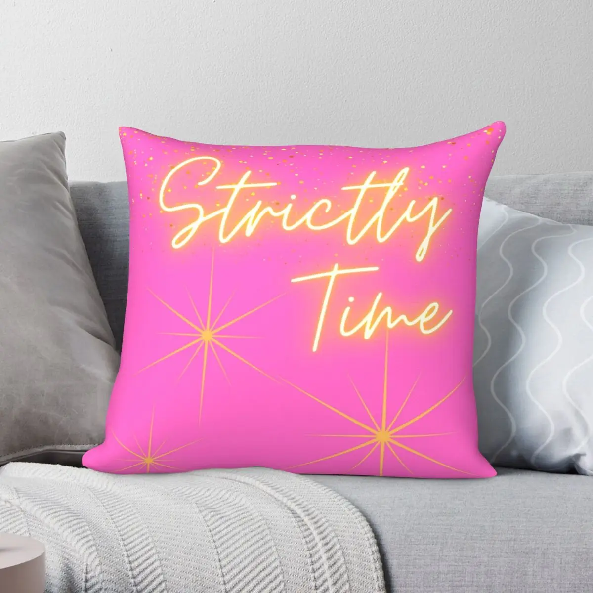 Strictly Time Pillowcase Polyester Linen Velvet Printed Zip Decor Pillow Case Sofa Seater Cushion Cover