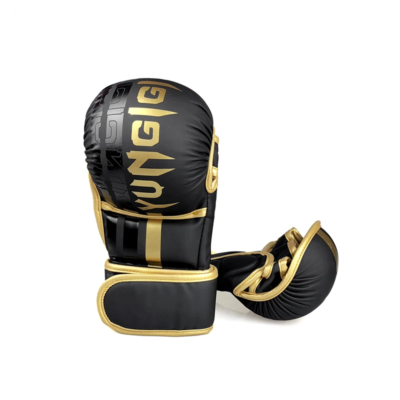 Guantes de boxeo profesionales MMA de medio dedo, guantes de boxeo de espuma grandes, guantes de boxeo de espuma pequeños, Kickboxing Sanda Sparring, saco de arena para hombres