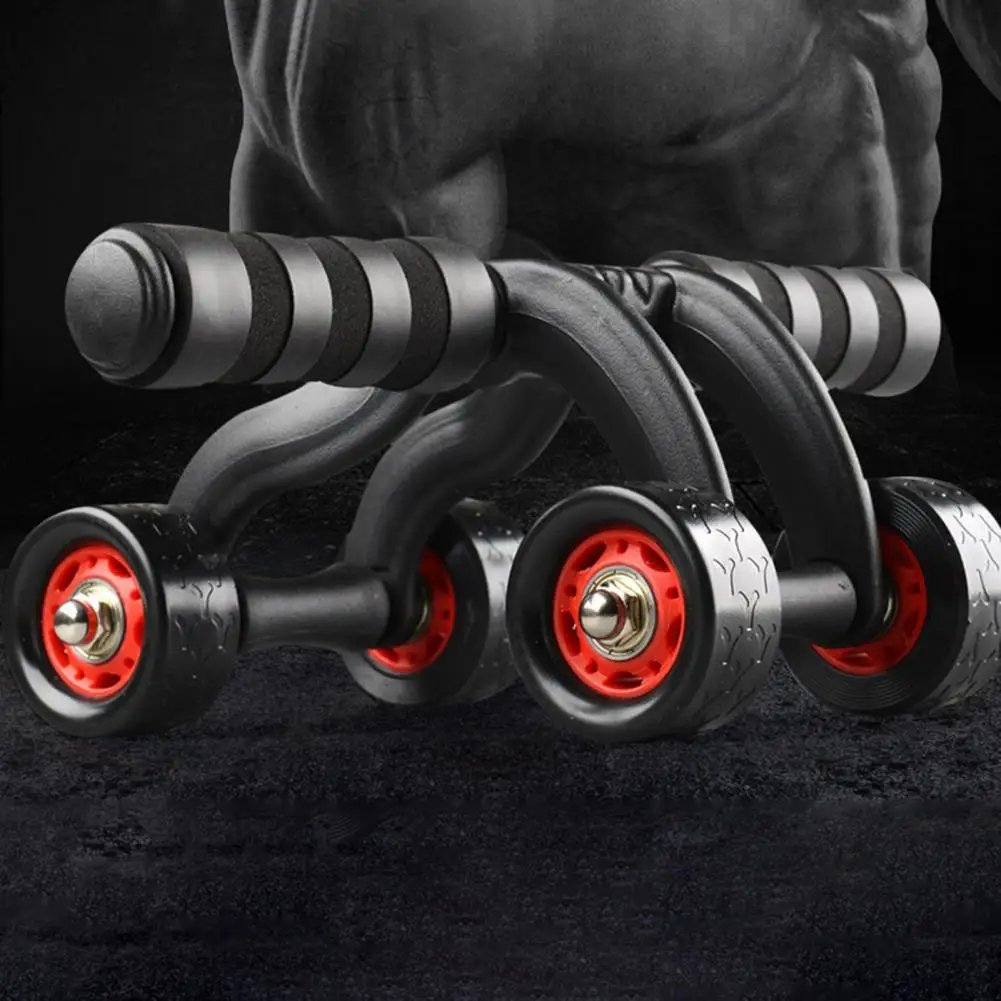 Ab Wheel Roller Stable Ab Training Wheel Simple Operation Strong Grip  Useful Indoor Outdoor 4-Wheeled Ab Muscle Wheel