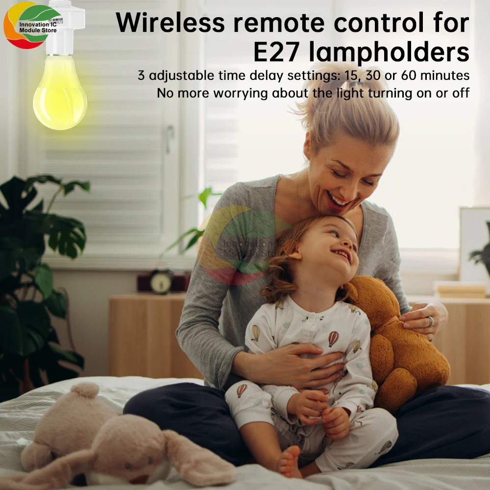 AC110-240V intelligent wireless remote control timing remote control lamp head, living room bedroom light bulb E27 lamp holder