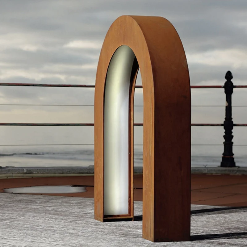 Ancient Style Corten Steel Moon Gate Sculpture