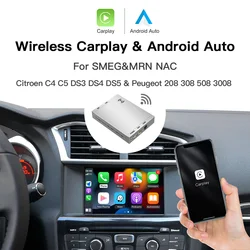 Carabc sem fio apple carplay android auto para peugeot & citroen smeg & mrn nac 208 308 508 3008 & c4 ds3 ds5 apoio câmera reversa