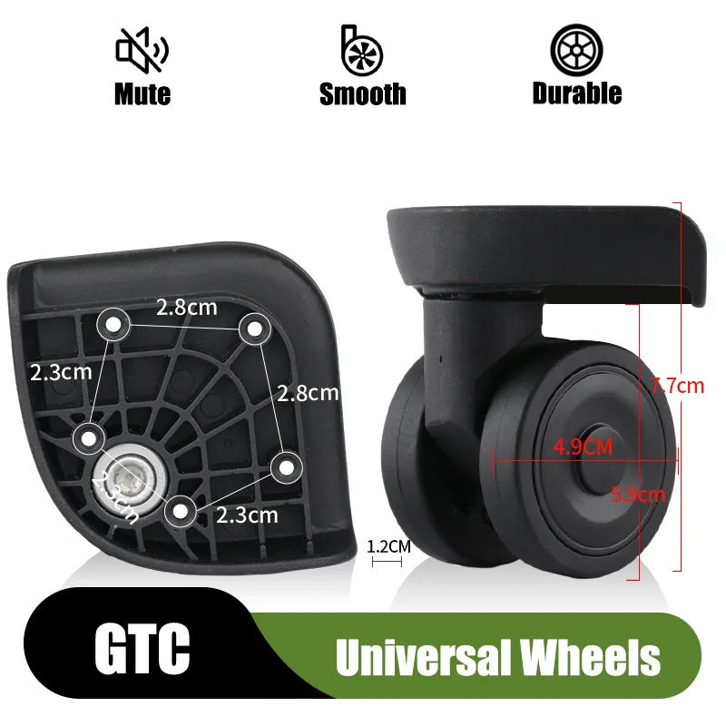 Pièces de rechange pour valise ZhongTai 827, roues universelles, réparation d'accessoires de bagages, muet, lisse et Durable
