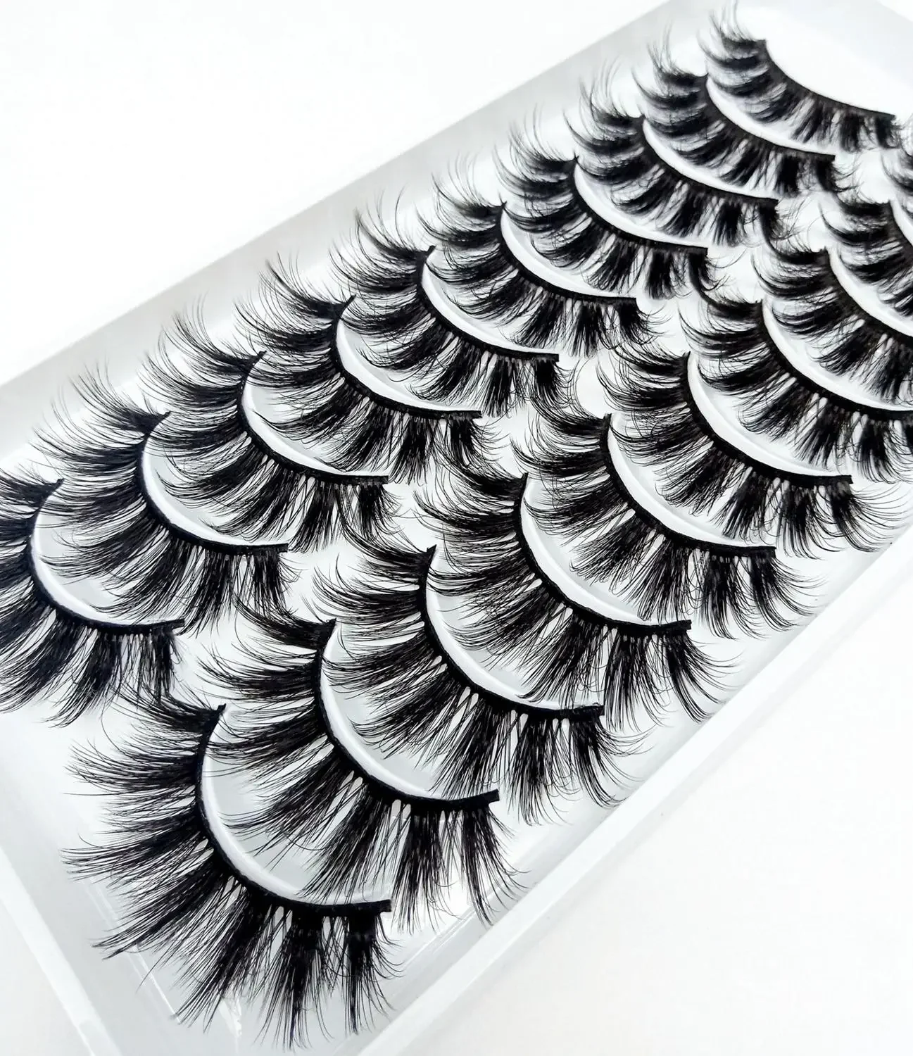 HBZGTLAD Multi-style 10Pairs Soft Mink False Eyelashes Handmade Wispy Fluffy Long Lashes Natural Eye Makeup Tools Faux EyeLashes