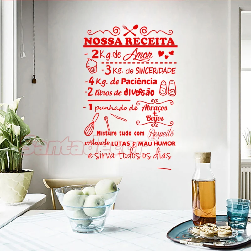 Portuguese Stickers Nossa Receita Wall Art Decal Living Room Home Decor Poster House Decoration Wallpaper