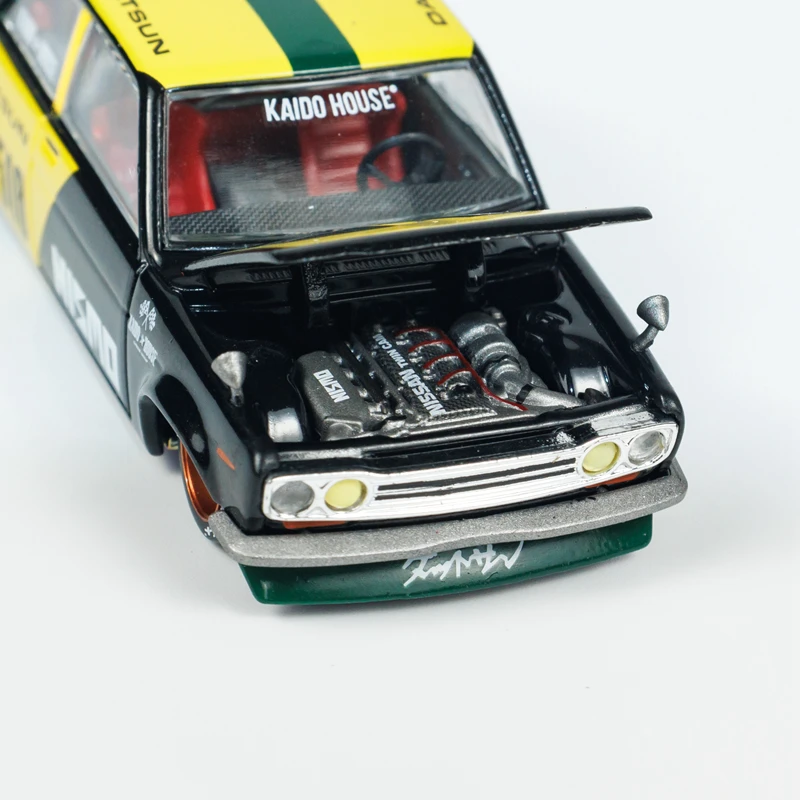 MINIGT 1/64 Datsun 스트리트 510 레이싱 V2 합금 장난감 자동차, 다이캐스트 금속 모델 선물