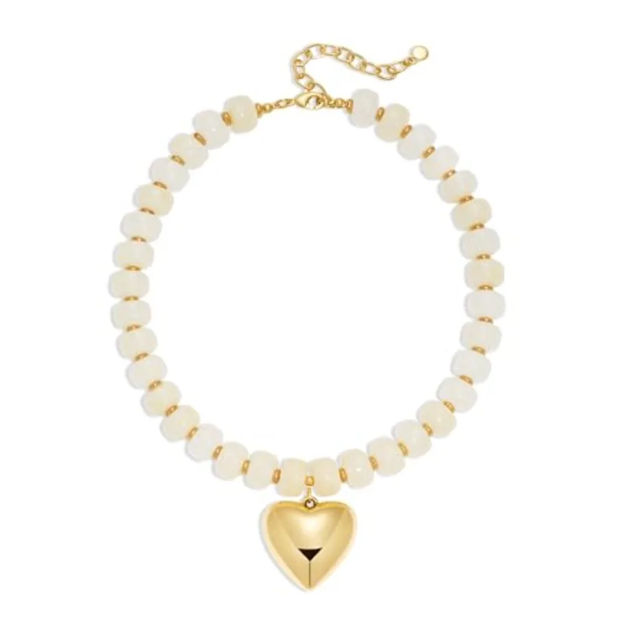 

WOWORAMA Chunky Heart Necklaces for Women Colorful Resin Beaded Choker Necklace Gold Puffy Heart Statement Necklace Trendy Acry