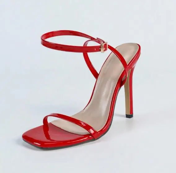 New Fashion Women Sandals Thin High Metal black Snake Ankle Strap Sandals Summer Gladiator Narrow Band Sandals Zapaotos Mujer
