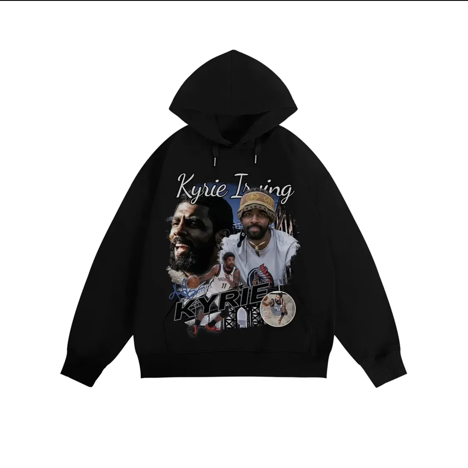 [XNF Official Store]320 Of Grams Heavy Cotton!Kyrie Irving Printed Vintage Hoodie Trend Warm Thick Fleece Men's Women's Tops