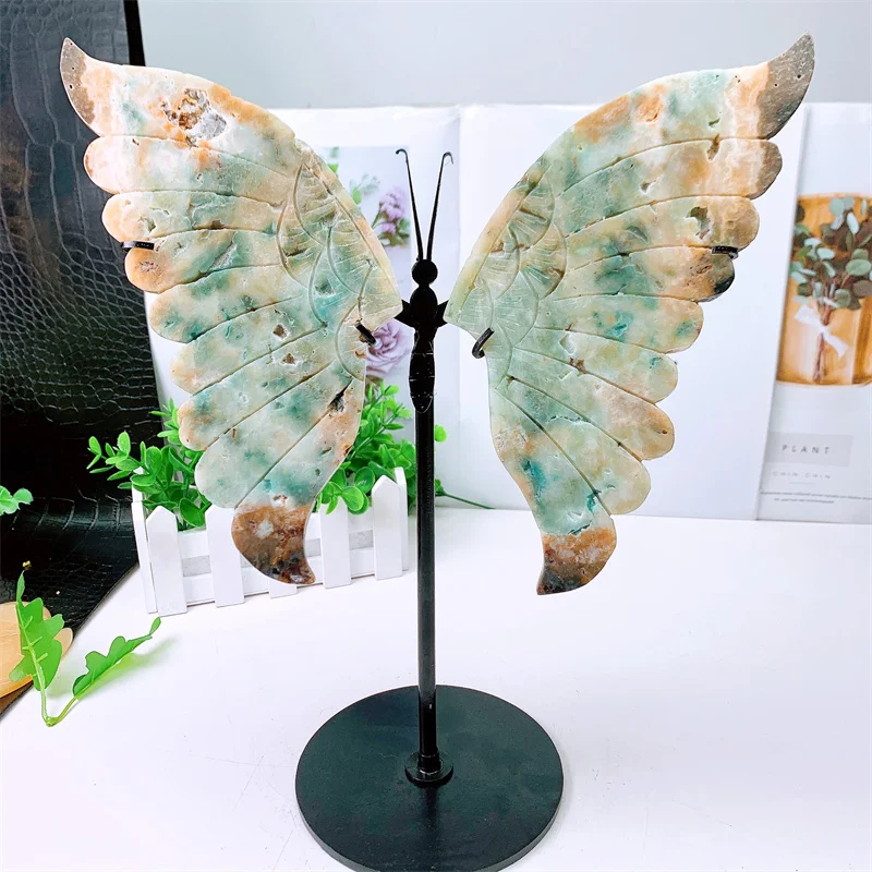 Natural Colored Agate Butterfly Wings, Crystal Crafts, Healing Gemstone, Girl Birthday Present, Home Decoration, 1Pair