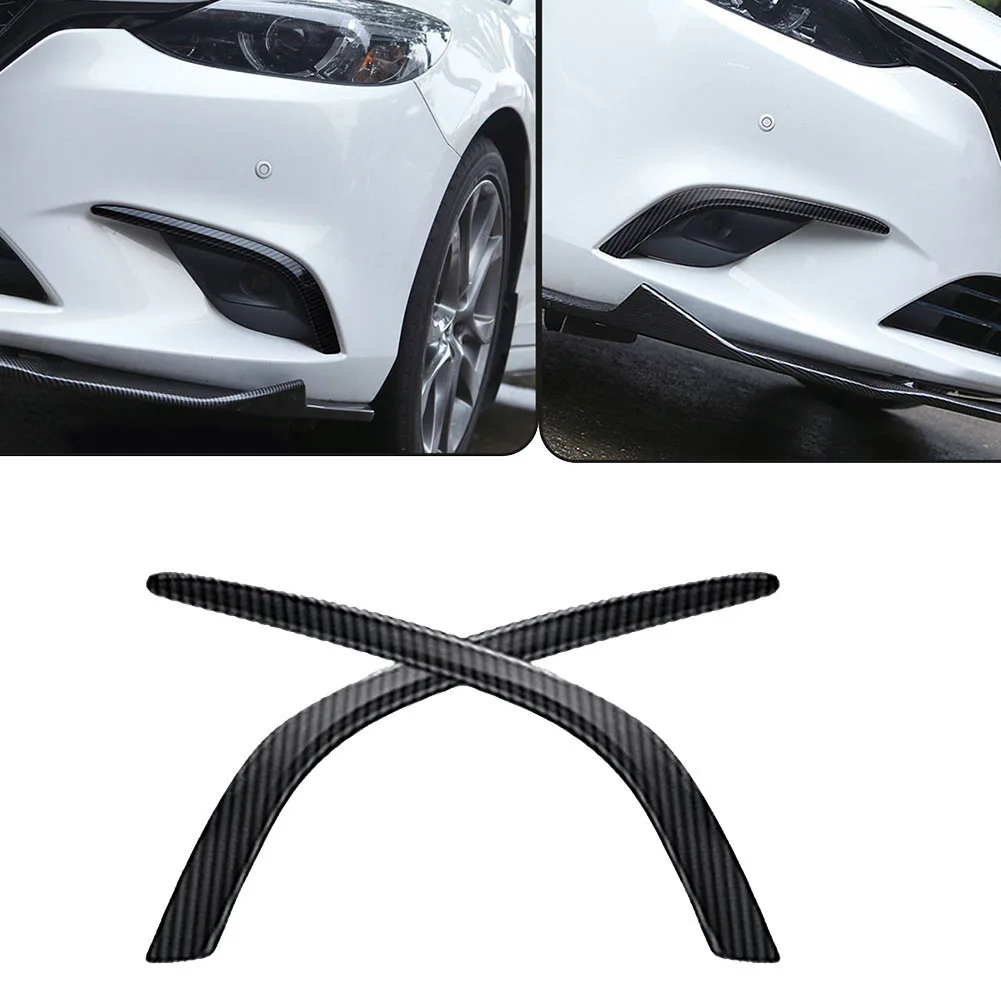 Car Front Fog Light Lamp Cover Trim Bumper Molding Garnish Eyebrow Eyelid forMazda 6 Atenza M6 2017 2018 carbon fiber