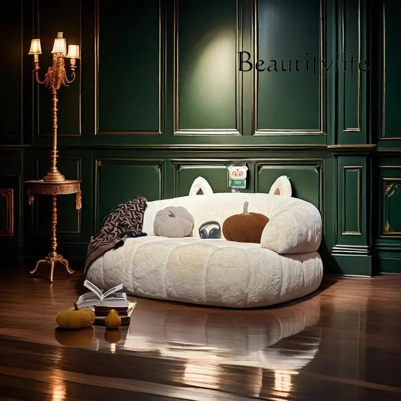 

Human kennel Japanese plush lazy sofa cartoon small apartment cat nest girl bedroom fabric sofa living room sofa