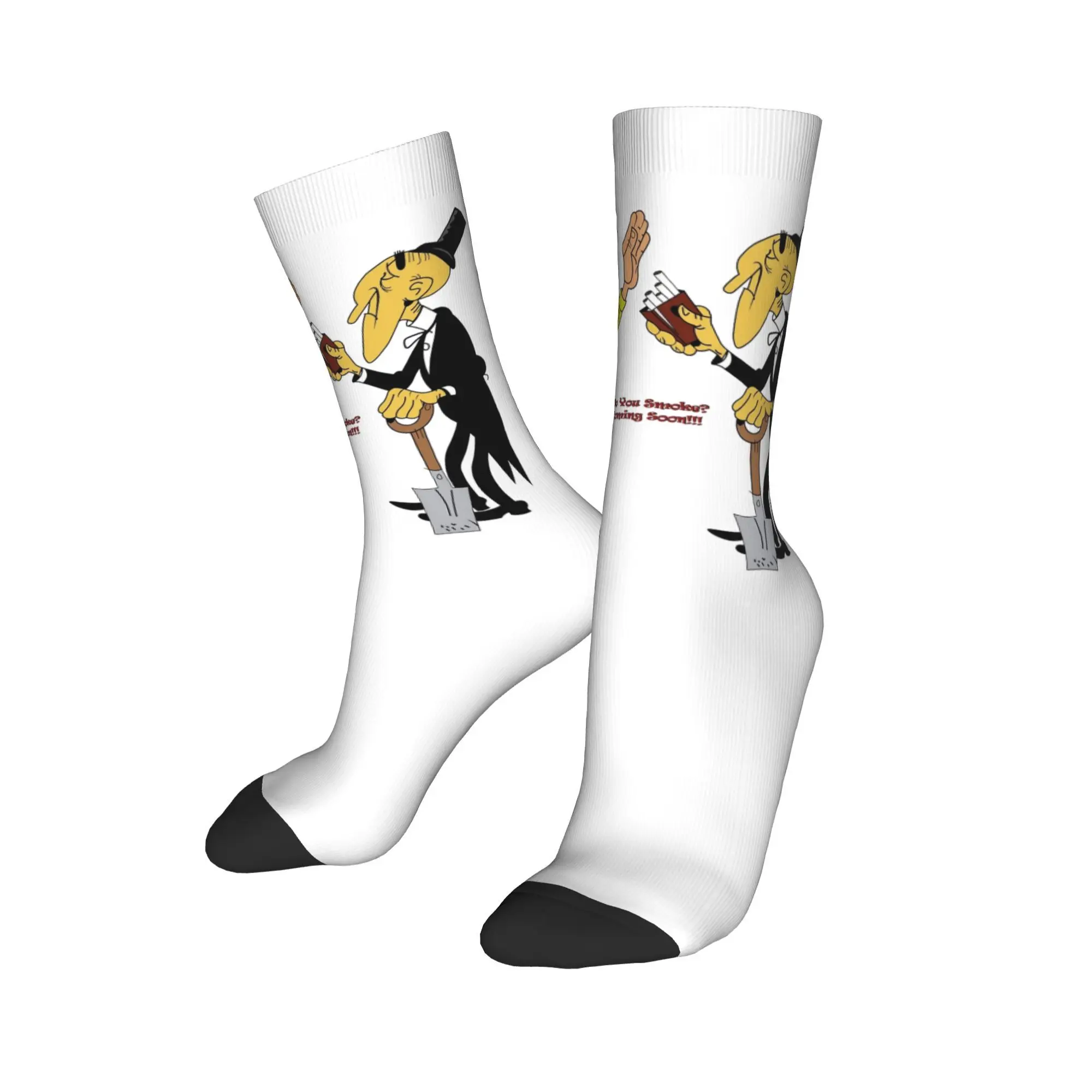 

Men Socks Lucky Luke Stockings Non Skid Breathable Socks Autumn Gothic Design Climbing Socks