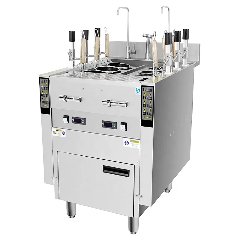 

Large Noodle Boiling Gas Noodle Cooking Stove With Cabinet Noodle Boiler Machine Pasta Cooker Station